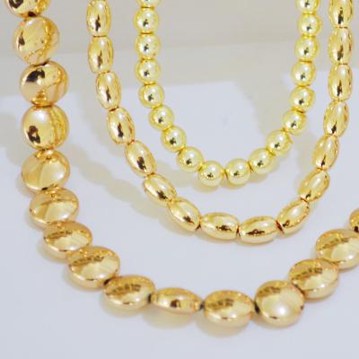 China Classic Wholesale High Quality Hematite Loose Beads, DIY Jewelry Making Round and Olive Shape Stone Bead and Shiny Gold Plated Tablet Shape for sale