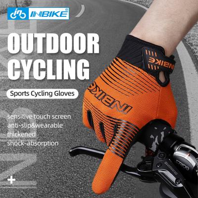 China Shock Absorption INBIKE Full Sport Fitness Gloves Women Men Breathable Finger Touch Screen Increasing Recycling Road Bicycle MTB Cycling Gloves BC005 for sale