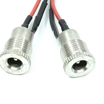 China qiushuo supply industrial high quality 5521 dc power jack full copper metal dc plug 5525 2pin with cable for sale