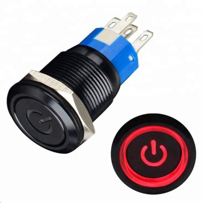 China 19mm 12V 5A Angel Eye Halo Car LED Metal Push Button Switch RED 16B-11 for sale