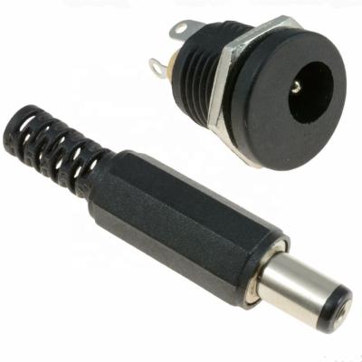 China audio & Video DC Jack And Socket 2.1mm x 5.5mm Male Plug + Socket Panel Mount Jack DC Female Connector for sale