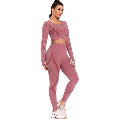 China 2021 New Long Sleeve Yoga Women's High Waisted Fitness Yoga Breathable Leggings 2021 Spring And Summer for sale