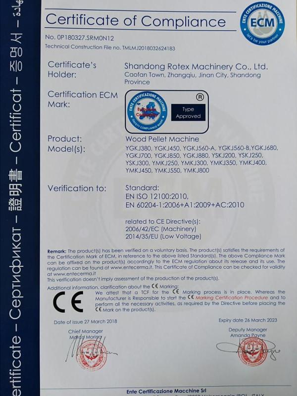 CE - Shandong Rotex Machinery Co., Ltd.