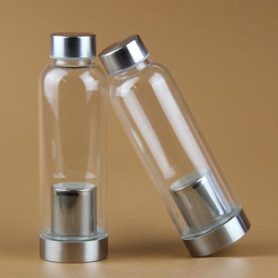 China Wholesale 550ml Viable High Quality Portable Custom Made Clear Glass Water Bottle With Tea Infuser for sale