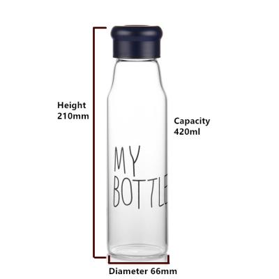 China High Quality Sustainable My Bottle Beverage Bottle Glass Clear Water Bottle With Stainless Steel Lid for sale