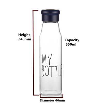 China Hot Selling Sustainable Borosilicate Glass Reusable Clear Water Bottles With Custom Logo for sale