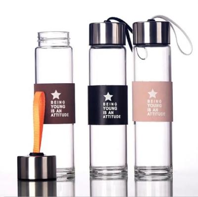 China Leak Proof Borosilicate Glass Water Bottles Eco-friendly Sustainable Sports Water Bottle With Custom Logo for sale