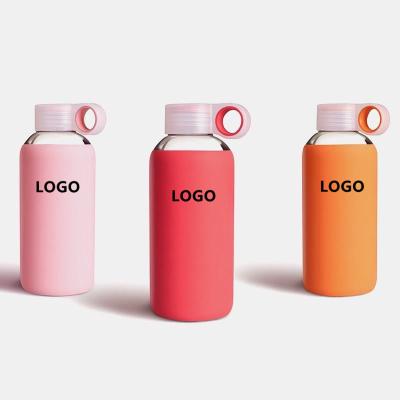 China Best Selling Eco-Friendly Glass Bottle 550ml Sustainable Quality Sports Glass Water Bottle With Silicone Sleeve for sale