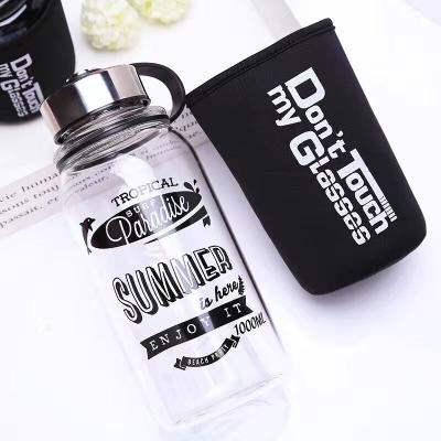 China High Quality Viable Wide Mouth Tea Glass Bottles 1000ML Glass Infuser Water Bottles With Neoprene Sleeve for sale