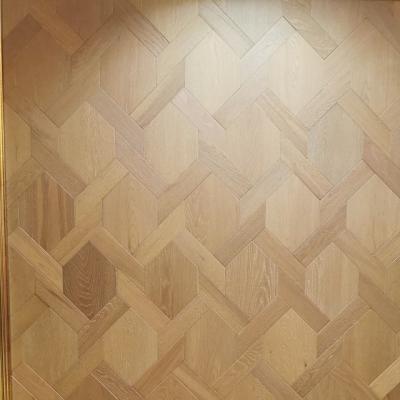 China Traditional Stylish Designs Modern Hexagon Parquet Tiles Engineered Oak Wood Brushed Flooring for sale