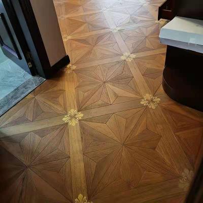 China Wood Flooring Moisture Proof Art Parquet Design Black Gold Parquet Prefinito Wood Flooring Art Parquet for sale