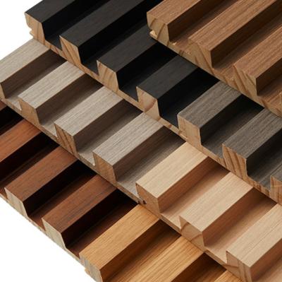 China Sound Absorbing Wave Design Wood Plank Texture Solid Wood Wall Panel Oak / Maple High Quality Timber for sale