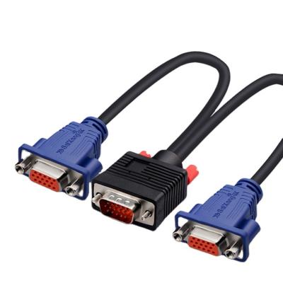 China Computer-Computer to Dual VGA 2 Monitor VGA Cable Splitter Video Y Splitter Two Ports VGA Male to Female Cabe Cord Wire Line 0.3m for sale