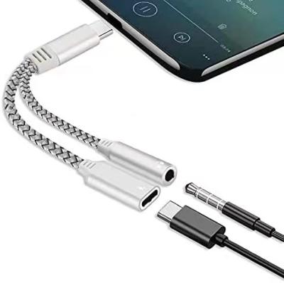 China USB 3.1 To Audio Cable Type C Male Port To 3.5mm Jack Female And Usb C Female Device Audio And Charging Cable for sale