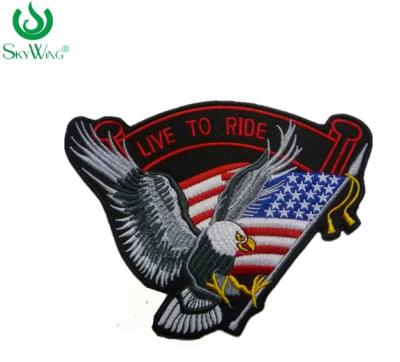 China Handmade Textile Embroidery Patches Eagle Badge With American Flag Logo For Jeans for sale