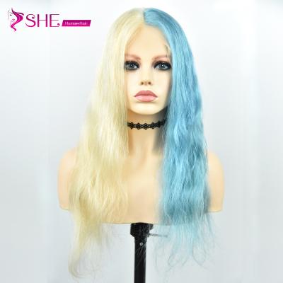 China 150% Density Natural Straight Blonde VS Really Girl's Natural Straight Blue Remy Cat Hair Full Lace Wig for sale