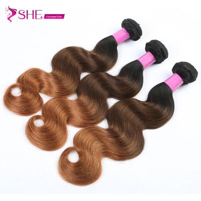 China Body Wave Factory Wholesale 7A Grade 3 Bundles Hair Ombre Hair Weft Extensions for sale