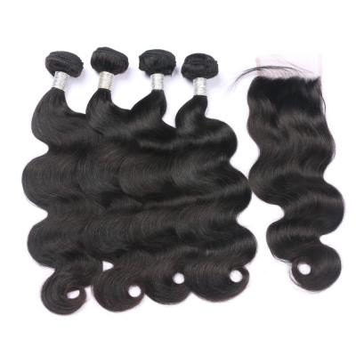 China Wholesale Indian Body Wave 100% Indian Body Wave Cuticle Aligned Human Hair Bundles With Matching Closure for sale