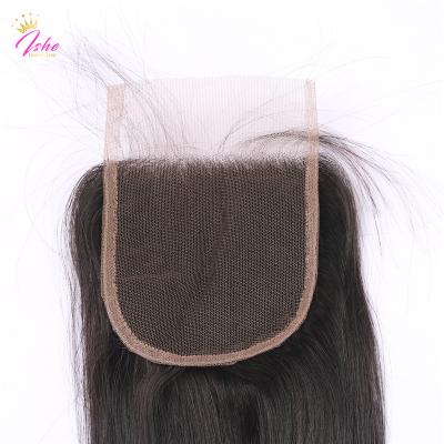 China Swiss Black Color Ishehair Core Human Hair 4*4closure In Stock for sale