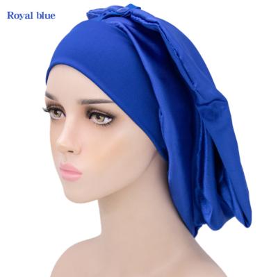 China 2021 New Sale Picture Satin Top Soft Sleep Cap Silk Slap Hugged Hood For Women Long Hairdryer for sale