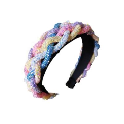 China 2021 Fashional New Pretty Ladies Lady's Braided Hair Accessories Plastic Colorful Rainbow Headband Hair Accessories for sale