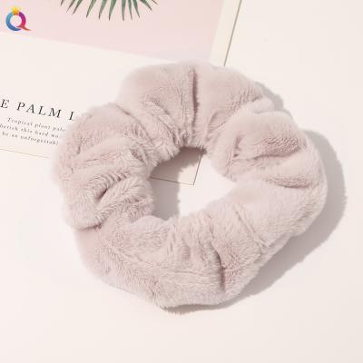 China Korea Spring Furry Winter Hair Scrunchies Soft Plush Elastic Hair Band Women Girls Kawaii Hair Accessories for sale