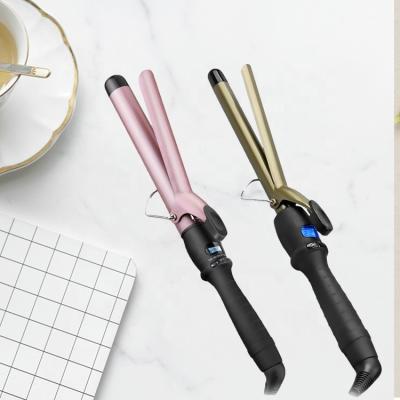 China Safety Maker Customized Hairdressing Curling Magic Wand Direct Digital LCD 2 in 1 Ceramic Coating Panel Hair Curler for sale