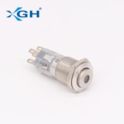 China Stainless Steel 16MM Interlock 12V DC Momentary Led Center Light Push Button Switch for sale