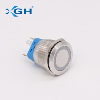 China Stainless Steel LA22S 22MM Around Ip67 Metal Waterproof Momentary Latching Push Button Switch for sale