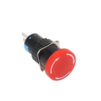 China Small Circuit Control LA16-16Y-11ZS/R 16MM Lock Rotation Release Emergency Stop High Quality Push Button Switch for sale