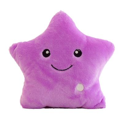 China Hot Selling Christmas Glowing Smile Cushion Star LED Light Plush Toy Cute Decoration Pillow for sale