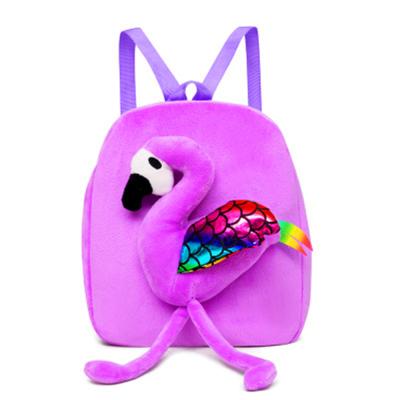 China Lovely Plush Designs Large Plush Kids Toys Flamingo Stuffed Cartoon Animal Backpack for sale