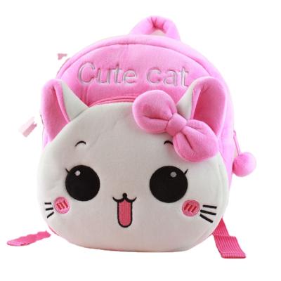 China Custom Plush Cartoon Animal Kids Backpack Plush School Bag Cat Design Shoulder Bag Toddler Bags For Children for sale