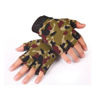 China Breathable + Wear Resistance Army Green Camouflage Non-slip Cushioning Breathable Sports Half Finger Gloves for sale