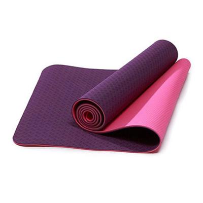 China 173*61cm Double Color 6mm Non-Toxic Strip Yoga Mat Environmental Non-Toxic Yoga Mat for sale