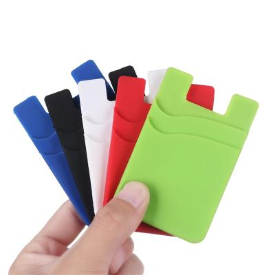 China Custom Smart Cell Phone Mobile Phone Silicone ID Credit Card Holder Adhesive Credit Card Holder for sale