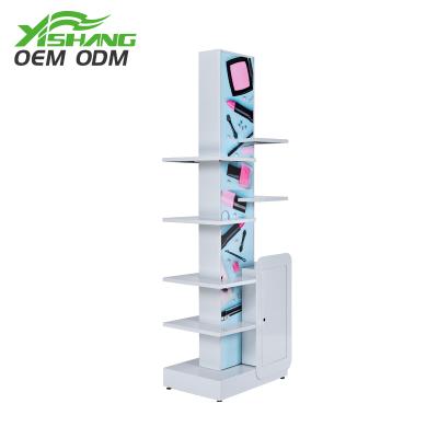 China Floor Display Stand Customized LED Lights Product Retail Metal Makeup Display Stand Cosmetic Retail Store Display for sale