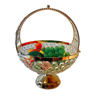 China Sustainable Unique Crystal Beaded Round Metal Fruit Storage Baskets For Fruits for sale