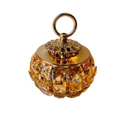 China Crystal Gold Metal Jewelry Trinket Boxes Cover Decoration For Wedding Gifts for sale