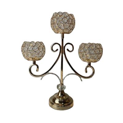 China Classic 3am Cafes Hotel Gold Metal Weddings Home Office Table Candelabras Centerpieces for sale