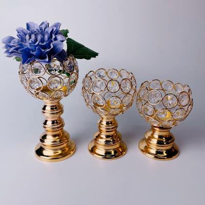 China Gold Home Wedding Luxury Crystal Tealight Candle Holders Cafes Home Office Hotel Decor for sale