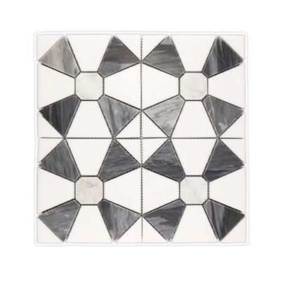 China CLASSIC High Quality White Elegance Thassos Carrara White Mixed Marble Mosaic Flooring for sale