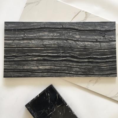 China Modern Polished Brick Black Teak Wood Grain Marble for sale