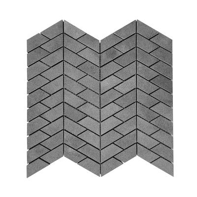 China Chinese Style Cheap Stone Honed Gray Basalt Stone Half Hexagon Black Mosaic Tile for Kitchen for sale