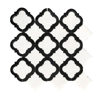 China Thassos Modern White Mixed Black Marble Mosaic Tile for sale