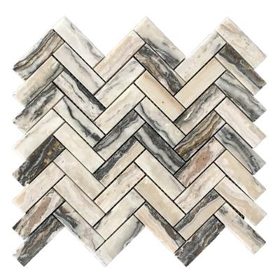 China New Modern Royal White Agate Travertine Stone Mosaic Floor And Wall for sale