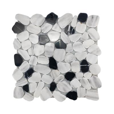 China Nero Margiua CLASSIC Popular Classic White Mixed Marble Pebble-Look Mosaic Flooring for sale