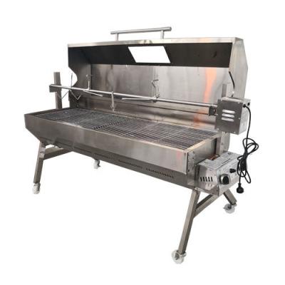 China Adjustable Height AGA Certificated 1.5m Double Fuel Barbecue Gas Grill Stainless Steel for sale