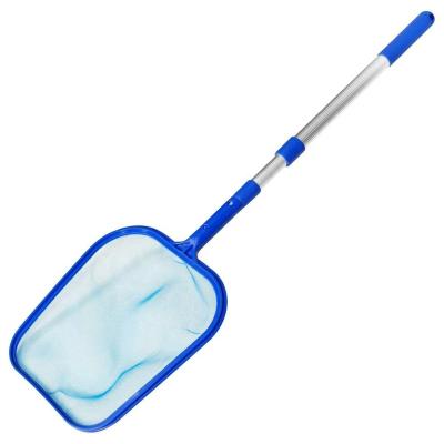 China Lightweight Telescopic Mesh Skimmer Easy To Use Pool Net Sheet Cleaning Spas Pole Tool Pool Cleaning Rake for sale