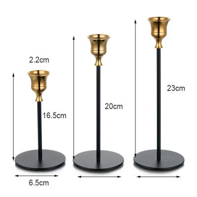 China Wholesale Nordic Morden Gold Candle Metal Pillar Candlesticks Stand Matte Black Candle Holders Set for sale